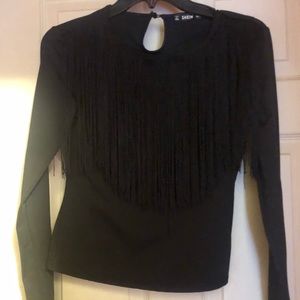 Solid fringe blouse